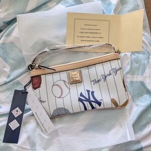 Dooney & Bourke White and Tan Yankees Clutch